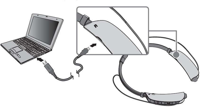 Uw headset opladen - De USB-oplaadkabel aansluiten