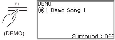 Luisteren naar Demo Afspelen - Stap 1 - F-knopmenu