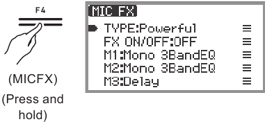 Microfooneffecten gebruiken - F-knopmenu