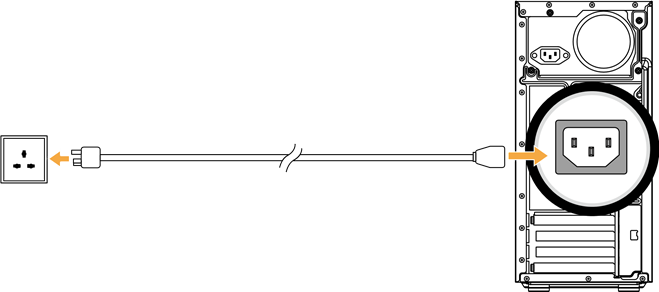 Sluit de voedingskabel aan