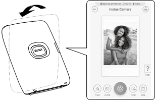 Zoom en sluiter bedienen bij gebruik van de instax-camera op de app
