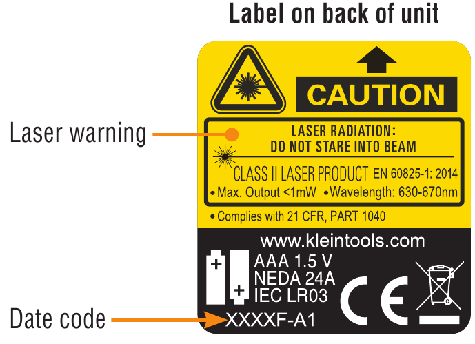 Label op de achterkant van het apparaat