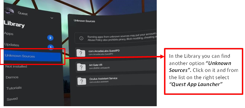 Bibliotheek / Onbekende bronnen / Quest App Launcher