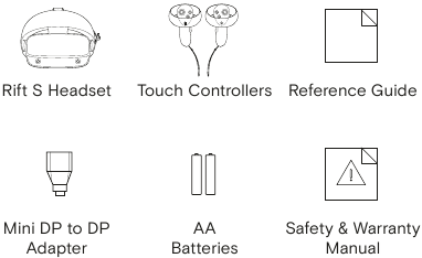 De doos van Oculus Rift S, inclusief Rift S VR-headset en Touch-controllers.