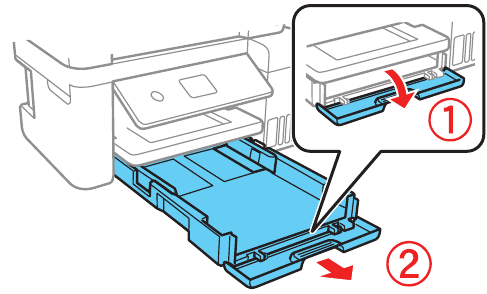 Papier plaatsen - Stap 1 - Trek de papiercassette eruit