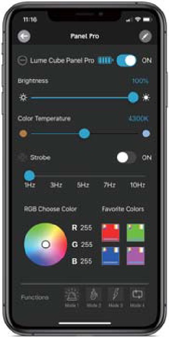 Lume Cube App-interface