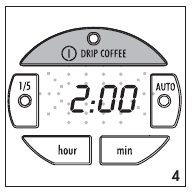 DRIP COFFEE ON/OFF (DRUPPELKOFFIE AAN/UIT) knop