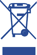 Pictogram van doorgekruiste afvalcontainer
