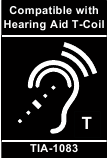 Telefoons die ge&iuml;dentificeerd zijn met dit logo hebben verminderde ruis en storing wanneer ze worden gebruikt met de meeste T-spoel uitgeruste hoortoestellen en cochleaire implantaten.