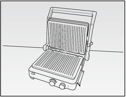 Standaard grillpositie - De bovenste plaat vergrendelen