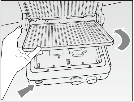 Standaard grillpositie - De bovenste plaat openen