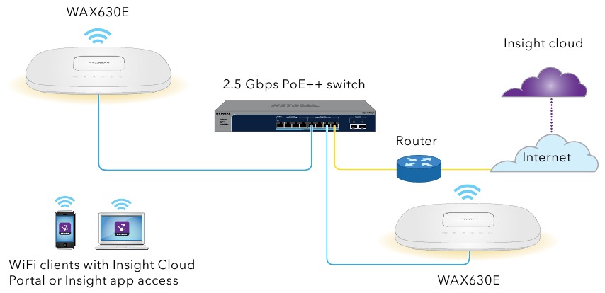 Voorbeeldverbindingen voor een NETGEAR Insight-configuratie
