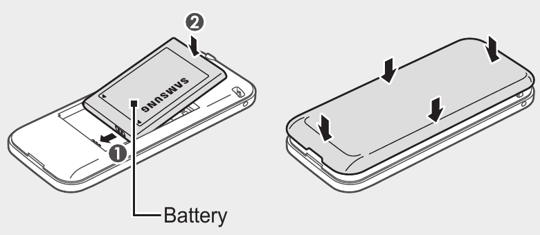 Plaats de batterij en plaats de achterklep terug.