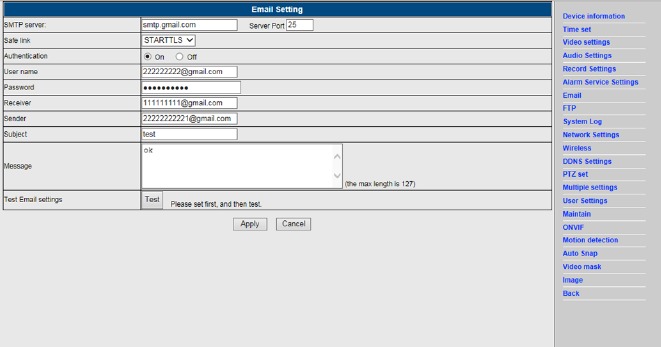 E-mailinstelling