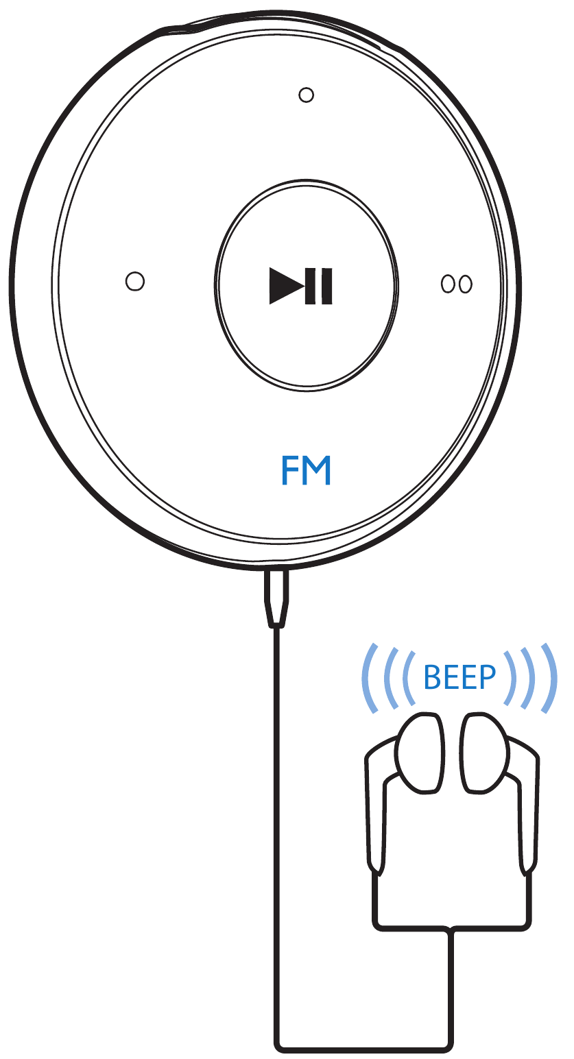 Om te schakelen tussen de muziek- en FM-radiomodus