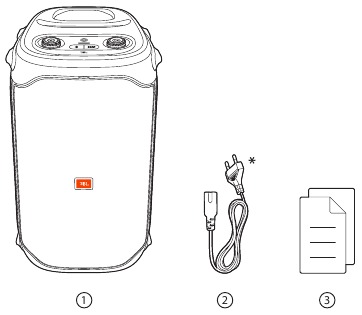 Inhoud van de doos van JBL Harman PARTYBOX 110