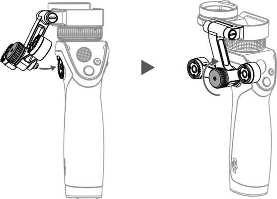 De X5-adapter op de Osmo-handgreep monteren - Stap 2