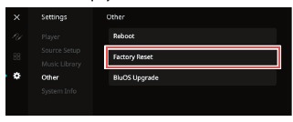 Fabrieksreset via het display op het voorpaneel