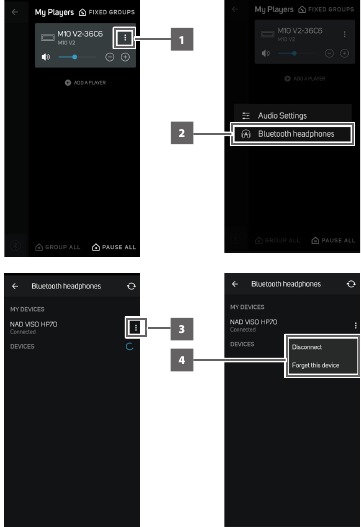 BLUETOOTH-HOOFDTELEFOON-/LUIDSPREKERKOPPELING - Verbinding verbreken