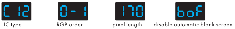 IC type, RGB volgorde en pixel lengte instelling