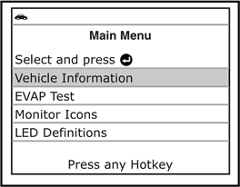 Menu Voertuiginformatie
