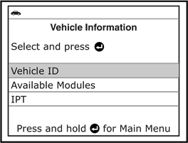 Menu Voertuiginformatie