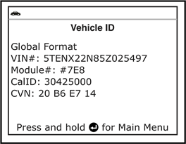 Scherm Voertuig-ID
