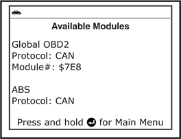 Menu Voertuiginformatie
