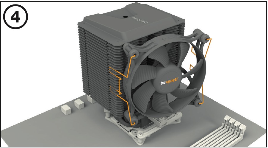 LGA 2011/2066 - De ventilator op de koeler bevestigen