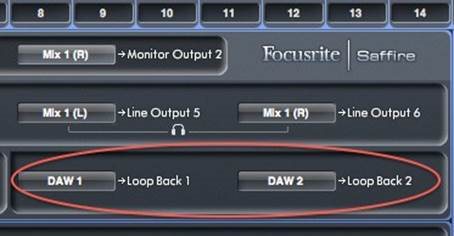 Een voorbeeld van het configureren van Loop Back in MixControl 