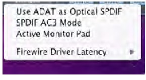 Saffire MixControl Settings Menu - MAC
