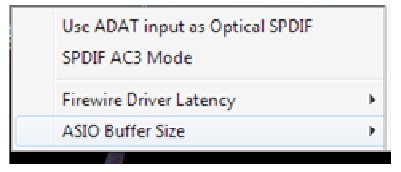 Saffire MixControl Settings Menu - Windows