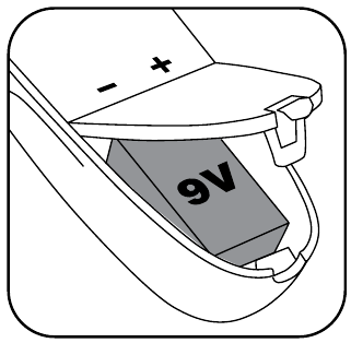 9-VOLTS BATTERIJ PLAATSEN
