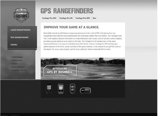 Bushnell Golf GPS-website