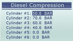 Voorbeeld van dieseldruktestscherm