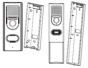 buitenunit met ingebouwde camera en microfoon / luidspreker, ophangbeugel, eventueel met batterijvak (extra grote ophangbeugel)