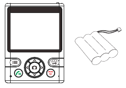 binnenunit met ingebouwd display en microfoon / luidspreker en oplaadbare batterij en riemclip
