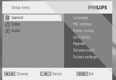 Opstarten - Setup menu