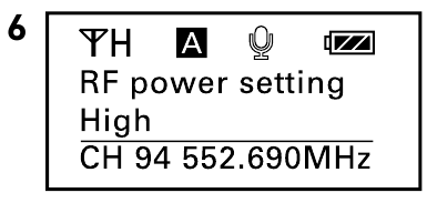Plug-on zender - RF-vermogensniveau selecteren