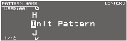 Het PATTERN NAME-scherm