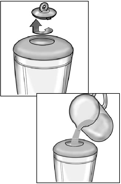 Voeg tijdens het gebruik voedsel toe aan de blenderbeker