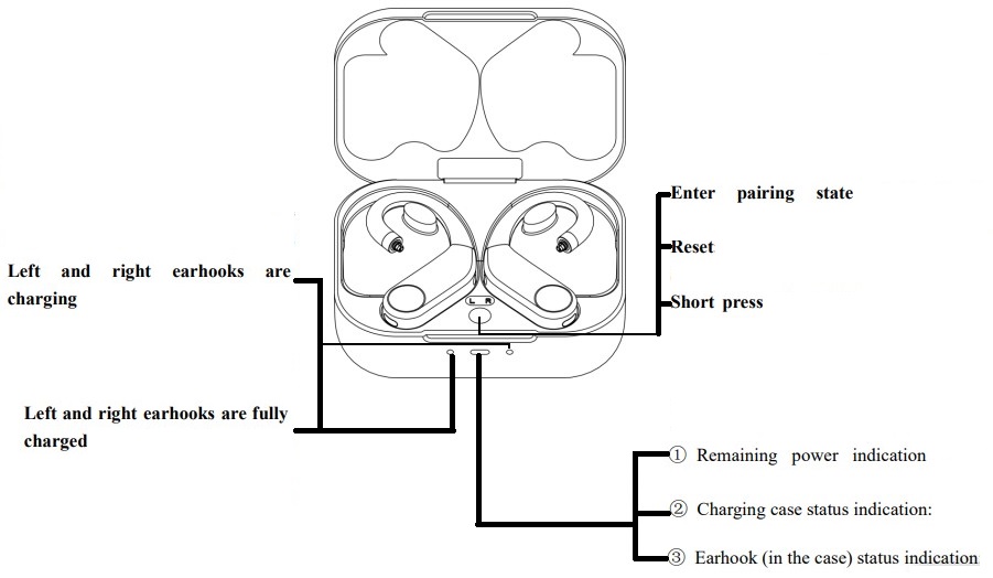 Multifunctionele knop van de oplaadcase & indicatielampje