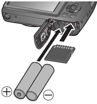 De kaart (optioneel) / de batterijen plaatsen - Stap 1 - Plaats de batterijen of de kaart