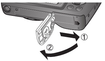 De kaart (optioneel) / de batterijen plaatsen - Stap 1 - Open de kaart-/batterijklep