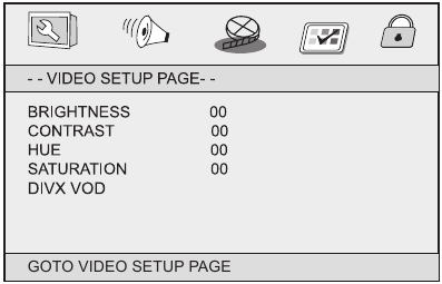Setupmenu - Video-setuppagina