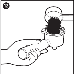 Vullen met gemalen espresso