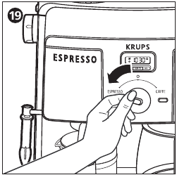 Draai de selectieknop naar de Espresso AAN-positie