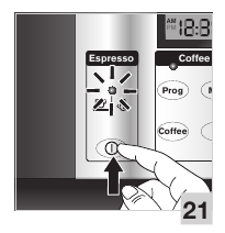 De espresso-knop indrukken