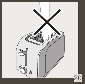 Broodrooster niet vervoeren door de broodroostersleuven vast te pakken