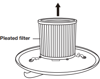 Het geplooide filter reinigen - Stap 1